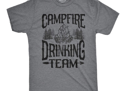 Mens Funny Camping T-Shirt - Campfire Drinking Team Graphic Tee Grey XL