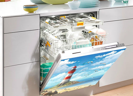 Kigai Lighthouse Dishwasher Door Cover Reusable Trimmable Kitchen Fridge Front Decal Magnetic Home Decor Refrigerator Magnet Decal Panels 23"Wx26"H