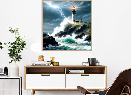 Wave Diamond Art Kit for Adult Beach and Lighthouse Diamond Painting Kit | 5D Round Drill Diamond Painting for Beginners DIY Rhinestone 5D Diamond dots (Gemstone Craft) Home Wall Decor Gift 12x12 inch
