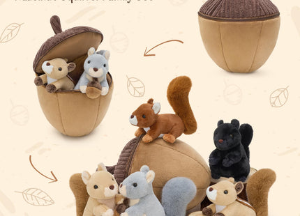 MorisMos Squirrel Stuffed Animal with Acorn House, Soft Squirrel Plush Toy