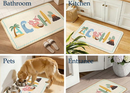 Chicimln Blue Beach Gnome Door Mat, Coastal Summer Gnomes Non-Slip Linen Doormat Outdoor Indoor Entrance, Ocean Nautical Welcome Mats Rugs for Entryway Front Door Porch, 17x30 Inch