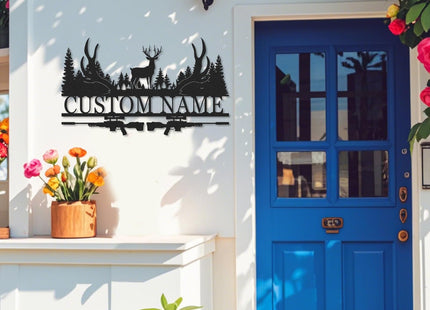 Personalized Deer Metal Cabin Sign, Metal Signs Customized, Outdoor Hunting Sign, Forest Deer Wall Decor, Deer Hunting Gift, Last Name Signs for Home, Cabin Decor, Housewarming Gifts