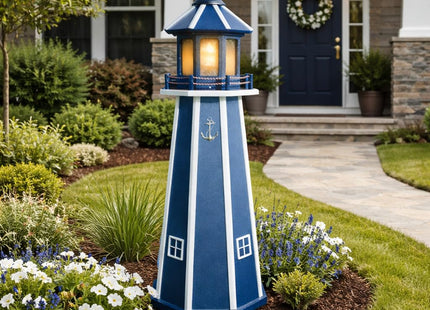 Peaceful Classics Poly Solar Lighthouse, Navy, 4ft