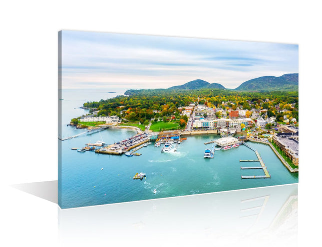 Rebotipy Bar Harbor, Maine US Tourist Attraction Canvas Painting Modern Prints Natural Landscape Art Posters Paintings Wall Pictures Living Room Stretched and Framed Ready to Hang 16" Wx24 H