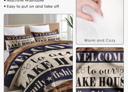 WeCozy Queen Comforter Set, 3 Pieces Cabin Fishing Bedding, All Season