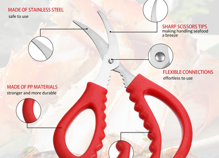 Gisafai 12 Pcs Kitchen Seafood Scissors for Crab Bulk,Leg Scissors Multifunctional Stainless Steel Shears Crab Leg Crackers Fish Shrimp Lobster tools for Kitchen Seafood Peeling