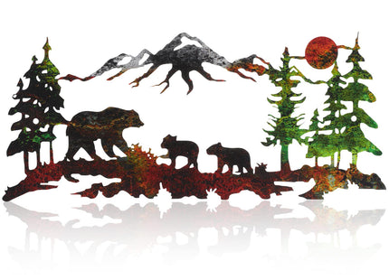Therwen Metal Bear Wall Art Forest Mountain Cabin Woodland Rustic, Bronze