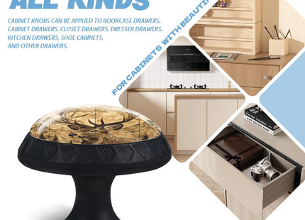 Cabinet Knobs Crystal,Deer with Large Antlers in a Mountainous Landscape Mushroom Drawer Hardware Cabinet Pulls for Home Decor,Dressers,Kitchens Bathroom with Screw 1 Pack