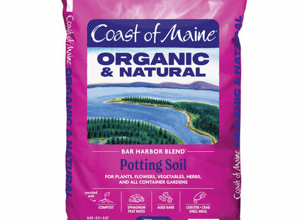 Coast of Maine Organic & Natural Bar Harbor Blend Potting Soil - Organic Soil w/Perlite for Enhanced Drainage & Aeration - for Flowers, Herbs & Veggies, Floral Baskets & Container Gardening (8 QT)