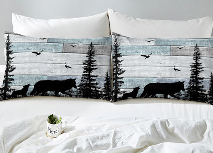 Erosebridal Rustic Twin Comforter Set for Boys Bedding,Forest Wolf Bedding Set for Adults Teens Girls,Farmhouse Woodland Animal Cabin Down Comforter Lodge Hunting Quilt Insert with 2 Pillow Cases
