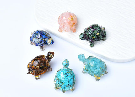 WUYOUSHI 10PCS Resin Crystal Turtle Figurine Set, Sea Turtle Animal Statue