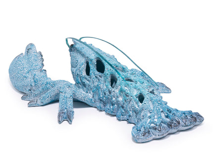 Hodao 12.25“ Blue Coral Lobster Figurine Decor for Coastal Home Decor, Ocean Inspired Resin Figurine for Wall, Nautical Beach Bathroom Wall Hanging, Summer Coastal Home, Office Desk Gift