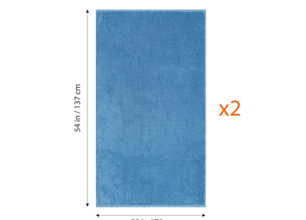 Amazon Basics 2-Piece Quick-Dry Oversize Bath Towel, 100% Cotton, 54" x 30", Lake Blue