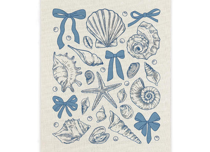 LZYRF Coquette Blue Bow Beach Seashell Wall Art Poster Framed, Coastal Beachy Room Decor, Ocean Starfish Conch Shell Canvas Prints Wall Decor for Girls Bedroom Dorm Beach House, 12x16 Inch