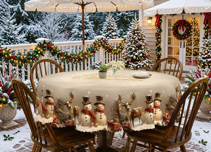YOPINCO 60 Inch Round Christmas Tablecloth, Snowman Holiday Table Cover