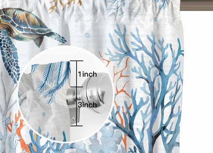 Sea Turtle kitchen Valance Curtain,Ocean Coral Rod Pocket Curtain Valances,Blue Gradient Short Curtains Summer Nautical Coastal Valance Window Valance for Living Room Bathroom Bedroom 54x18in