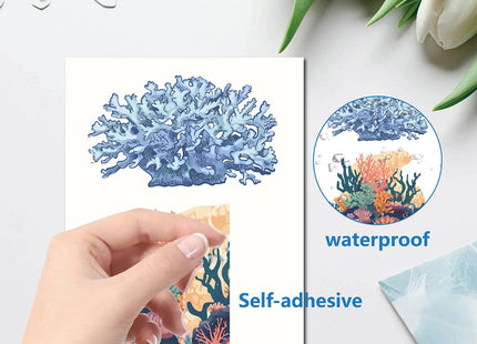 CRASPIRE 8 Sheets Sea Shell Starfish Window Decals Turtle Coral Stickers Wall Clings Peel and Stick PVC Waterproof Self Adhesive Decor for Fridge Bedroom Living Room Kitchen Store Showcase Dorm