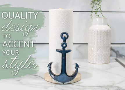 Elanze Designs Nautical Anchor 12 inch Resin and Wood Paper Towel Holder