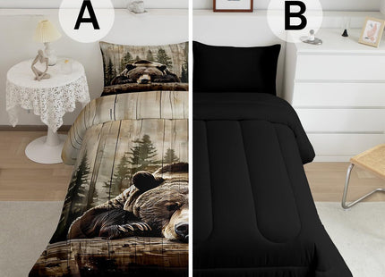 Feelyou Western Grizzly Bear Comforter Set Toddler for Boys Girls Bedding