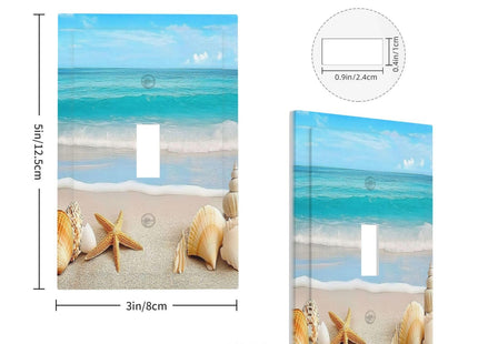 Donecmminery Decorative Light Switch Cover Seashells Beach Starfish Scallop 1 Gang Single Toggle Device Electrical Faceplate Switchplates Decorator Outlet Wall Plate For Bathroom Home Decor