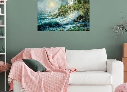 Fine Art Canvas Bass Harbor Lighthouse Canvas Wall Decor by Artist Nicky Boehme for Living Room, Bedroom, Bathroom, Kitchen, Office, Bar, Dining & Guest Room - Ready to Hang - 32 in x 24 in
