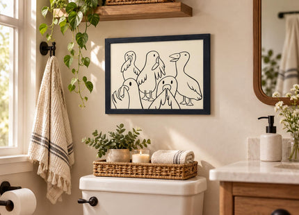 NALEPS Seagull Bathroom Framed Wall Art,Funny Seagull Wall Decor, 8x10 In