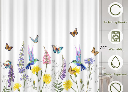 Xiazhilaio Hummingbird Shower Curtain with Hooks 71x74 Inch