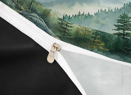 Erosebridal Green Forest Duvet Cover Queen Woodland Mountain Bedding Set Watercolor Pine Tree Comforter Cover for Kids Teen Adults,Nature Aesthetics Bed Set