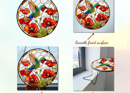 GENANY Hummingbird Stained Glass Sun Catcher