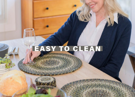 Homespice Pinecone Braided Placemats for Rustic Decor, Round 15" Set of 2