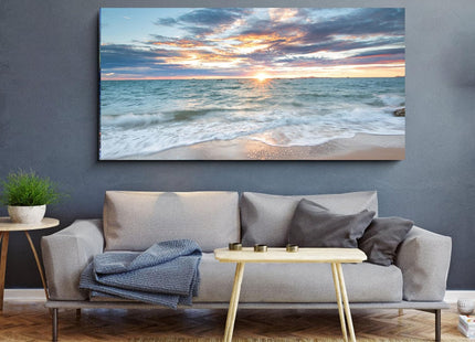Yxbhhym-Beach Sunset Wall Art Coastal Decor Seascape Canvas Prints Ocean Picture for Living Room Decor Waves Sea Poster Landscape Painting Bedroom Wall Art Office Artwork Home Decorations