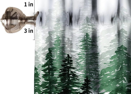 Green Forest Valance Curtains Nature Scenery with Misty Forest Landscape Art Valances for Bedroom Window Valance for Kitchen Bathroom Living Room Dining Room Valances for Windows 54X18 Inches