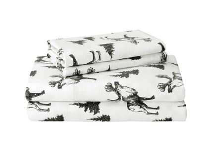 Featherhead 100% Cotton Flannel Sheet Set | Double-Brushed for Extra Softness, Warm & Breathable, Extra Deep Pockets fits Up to 17” (Moose, Queen)
