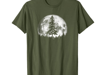 Retro Full Moon & Minimalist Pine Tree Vintage Graphic T-Shirt