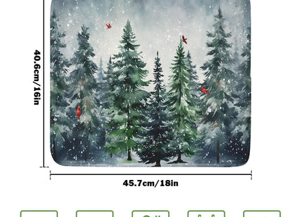 Winter Pine Tree Dish Drying Mat for Kitchen Counter 16x18 Inch Winter Snowflake Xmas Forest Dish Draining Mat Christmas Decorations Fast Absorbent Tableware Dishes Pad for Coffee Bar Countertop