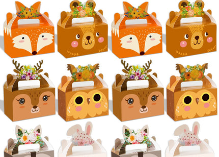 Tevxj 24 Pack Woodland Party Favor Boxes, Woodland Animals Theme Treat Bags