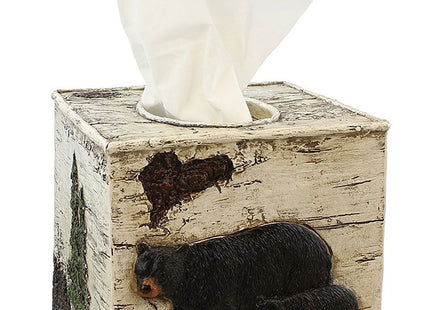 Black Bear on Birch Bathroom Accessories (Tissue Box Cover)