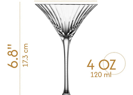 Small 4 oz Venus Seashell Martini Glasses | Set of 2 | Crystal Long Stemmed Cocktail Glassware for Drinking Espresso Martini, Manhattan, Cosmopolitan, Daiquiri, Gimlet and Classic Bar Drinks