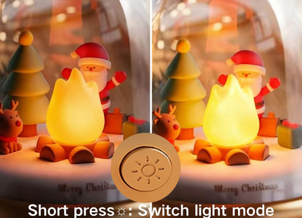 Campfire Night Light, Portable Flame Lamp with White Noise, Cute Flameless Candle Lights,Rechargeable & Dimmable Tabletop Lamp for Home Decor