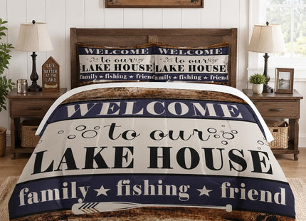 WeCozy Queen Comforter Set, 3 Pieces Cabin Fishing Bedding, All Season
