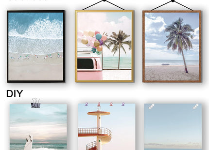 9 Pieces Beach Wall Art Prints Ocean Beach Decor Nautical Themed Posters Teens Girls Bedroom Decor, 8 x 10 Inch, Wall Art Decoration for Men and Women Living room Bedroom