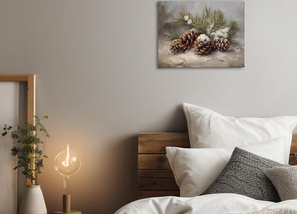 PHAMTE Winter Christmas Pinecone Wall Art Decor Canvas 11x14, Rustic Farmhouse Winter Pine Cone Xmas Pictures Decorations, Christmas Framed Prints Artwork for Home Bedroom Living Room Decor