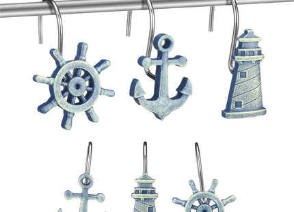 Amyhill 12 Pcs Nautical Shower Curtain Hooks, Nautical Stainless Steel