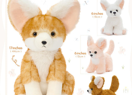 Karister Fennec Fox Plush Toy with 3 Babies, 17.4" Fox Stuffed Animal