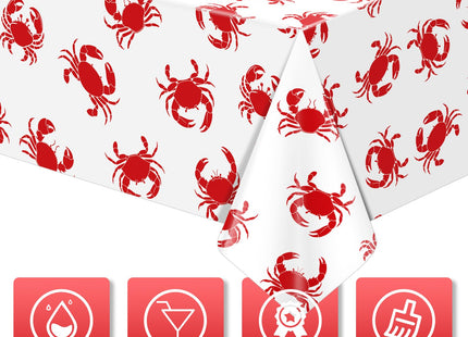 Hauwellter 6 Pack Crab Boil Party Tablecloth, Plastic Disposable Crab Table Cover Rectangle Table Cloth for Summer Birthday Seafood Boil Party Supplies Dining Kitchen Centerpiece, 108x54 Inch