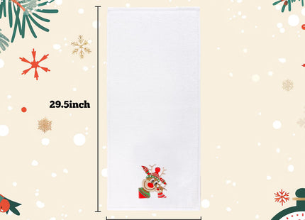 Quera 3 Pack Christmas Hand Towels, Winter Cartoon Reindeer Christmas Embroidery Rustic Cabin Decor Bathroom Decorative Holiday Towels Gift Set 13.7'' x 29.5''