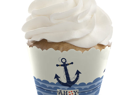 Ahoy - Nautical Decorations - Cupcake Wrappers - Set of 12