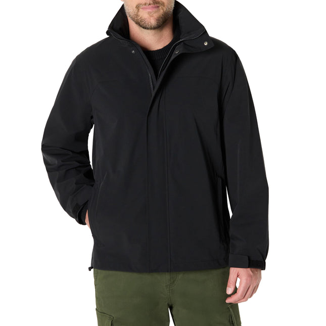 Amazon Essentials Men's Waterproof Packable Rain Jacket, Black, Small
