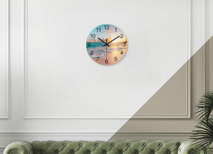 Constantplanet Glass Coastal Wall Clocks Battery Operated 14 Inch