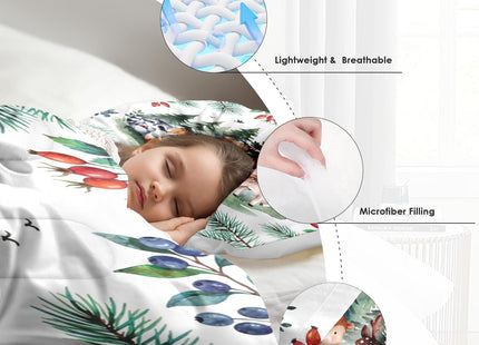 Pamnest Twin Comforter Set, 2 Pieces Woodland Animal Bedding, All Season